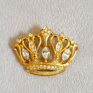 Vintage Kenneth Jay Lane KJL Crown Pin Brooch